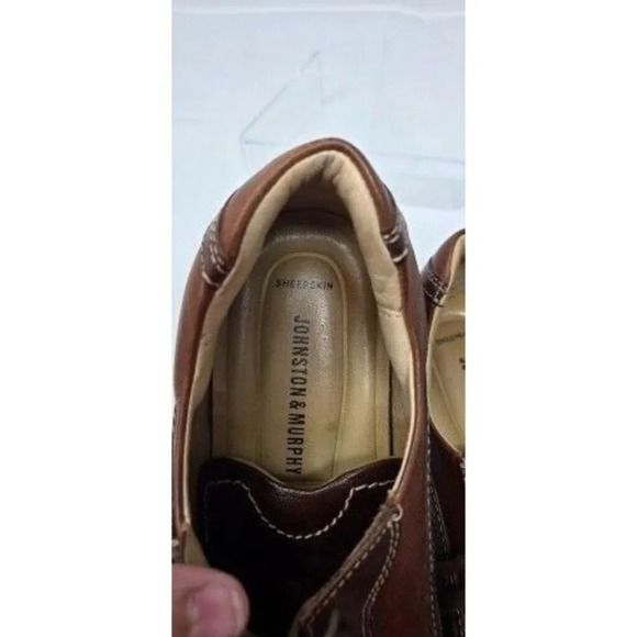 Johnson & Murphy Men's Leather Lace Up Sheepskin Brown size 9 - Picture 11 of 14